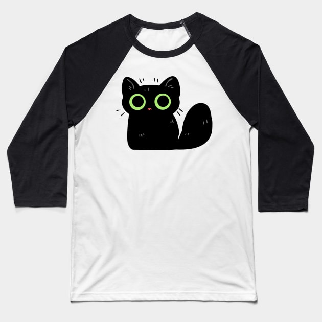 Cute Lil Black Cat Baseball T-Shirt by sky665